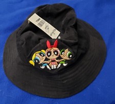Powerpuff Girls Child's Embroidered Black Bucket Hat Small - ca. 1999