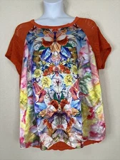 NWT Avenue Womens Plus Size 22/24 (2X) Colorful Satin Floral Butterfly Blouse