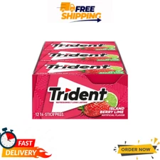 Trident Island Berry Lime Sugar Free Gum 12 Packs 168 Total Pieces