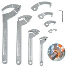 Adjustable C Spanner Hook Wrench Tool Set Nut Adjustment, 3/4" to 6-1/10"