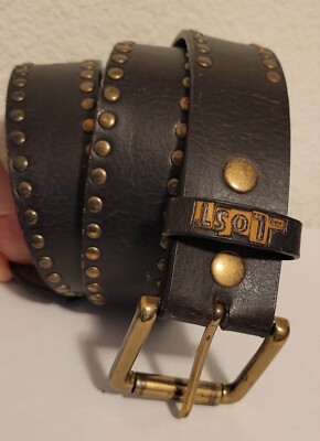 小物 RARE italy LVC studs leather belt RARE italy LVC studs leather belt Black Leather Coin Stud Belt – OMNIA