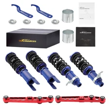 4PC Coilovers + 2PC Rear Lower Control Arms Lowering Kit For Honda Civic 92-95