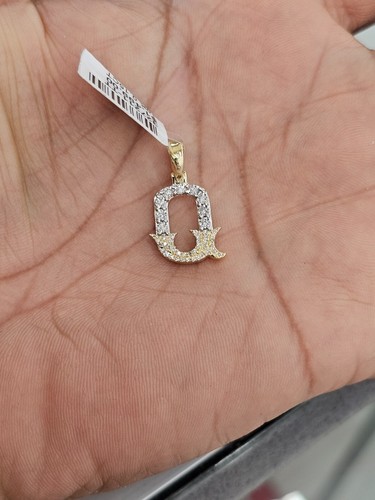 Real Natural Diamond 10kt Yellow Gold Two-tone fanuc style initial Pendant A-Z - Picture 58 of 70