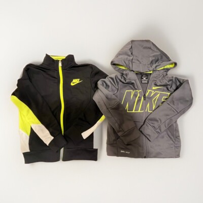 LOT 2 Nike Boys Size 6 Black & Yellow Full-Zip Jacket/ Boys Size 4