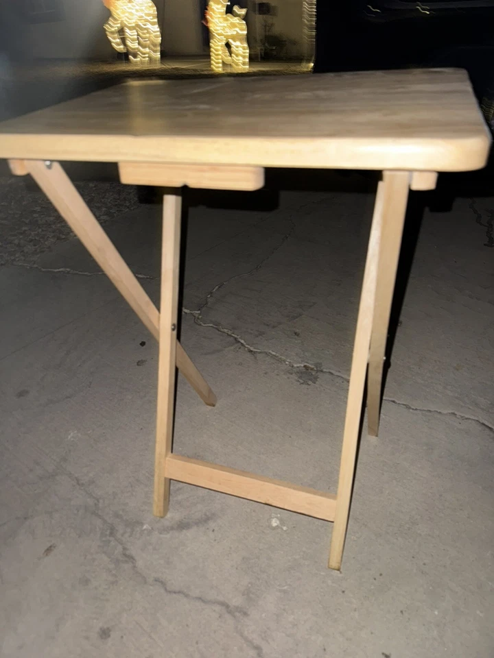 Mainstays Indoor Single Folding TV Tray Table Natural L 19 x W 15 x H 26 inches. - Image 3 of 4
