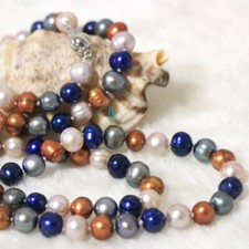34" 7-9mm Multi Color Freshwater Pearl Necklace Strand Jewelry D Off round