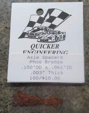 PACKAGE QUICKER ENGINEERING "NEW" AXLE SPACERS PHOS BRONZE .003" 100 