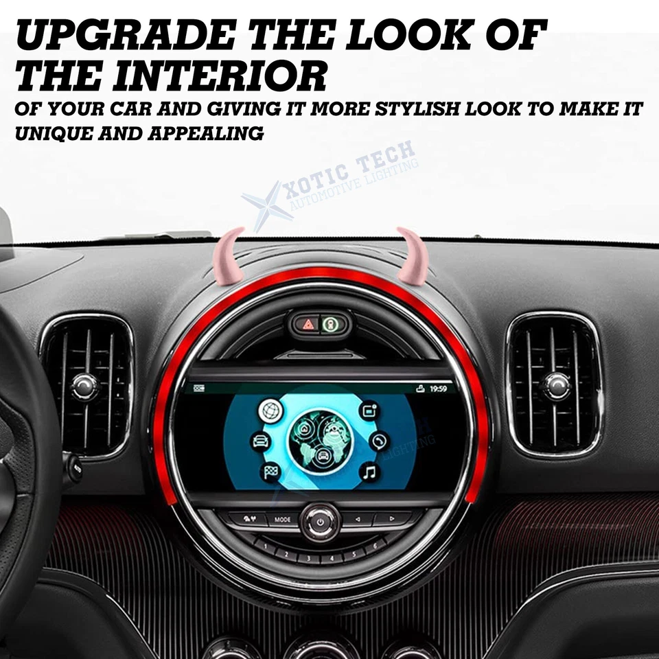 2X Pegatinas Espuma PU Pequeño Cuerno Toro Diablo Rosa Consola Central Decoración Universal Foto 3 de 4