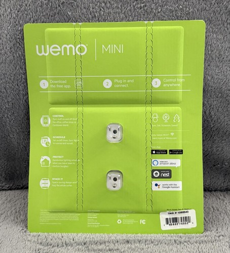 BRAND NEW WEMO MINI WiFi SMART PLUG / 2-PACK / WHITE - Afbeelding 3 van 3