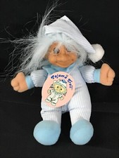 Russ Pajama Troll Doll Striped Blue PJ'S with hat and original tag 7" Cute