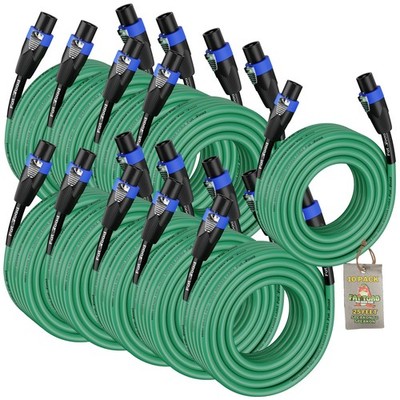 (10 PACK) 25FT Speaker Speakon Cables FAT TOAD | Twist Lock Connector Plug 12AWG