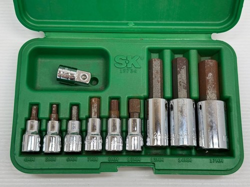 SK 19734 9 Piece 3/8/1/2 Drive Metric Chrome Hex Bit Socket Set USA