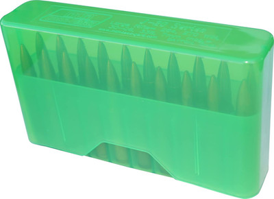 MTM Case-Gard MTM 20 round Slip-Top Rifle Ammo Box, Clear Green