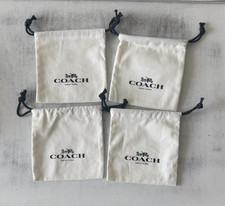 4 Coach Dust Bag Cotton Drawstring For Jewelry White Small 4.5" H X 4.5" W NWOT