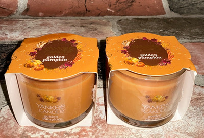 2 Yankee Candle Golden Pumpkin Votive MINI Jar Candle Set 1.3 oz Sweet & Spicy