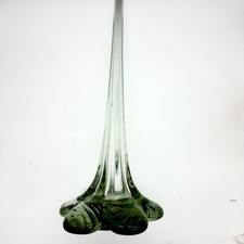 Centro de mesa florero vintage de 28" de alto de vidrio tinte verde hielo Torre Eiffel