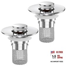 Bathroom Sink Drain Strainer, 2PCS Pop-up Sink Drain Strainer with Sliver-2