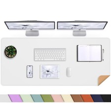 Leather Desk Pad Protector, Large Desk Mat with Natural Cork PU Leather, Mo...
