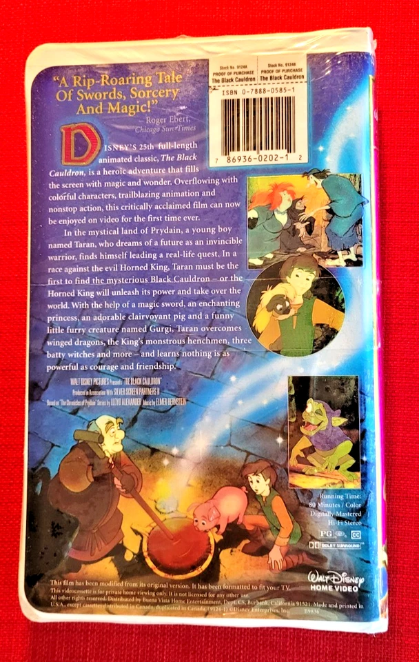 Black Cauldron, 1998 VHS, Version 1 of the 1985 Movie Disney NEW Sealed MINT! - Image 2 of 3