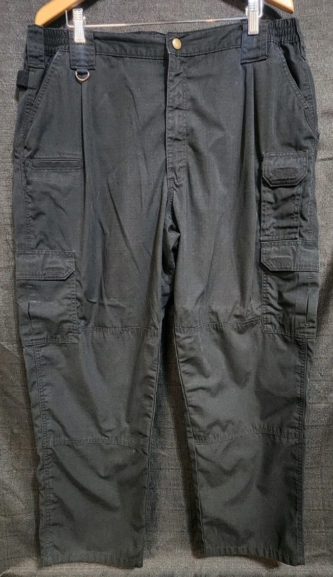 5.11 Men Cargo Tactical Series Pants 42/30 Black Cotton Blend Pockets EUC