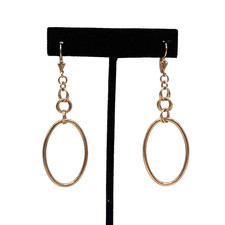 VTG Rose Gold Vermeil 2.75" Dangle Drop Hoop Earrings 925 Sterling Silver Italy