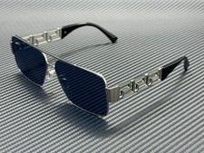 VERSACE VE2290 100180 Silver Dark Blue Men's 61 mm Sunglasses