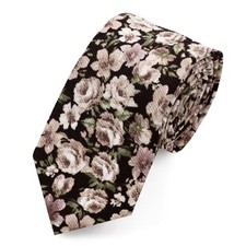Floral Ties for Men Flower Pattern Mens Ties 2.8" Cotton Navy Light Grey
