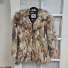 Vintage Fox Fur Winter Coat in Cream Brown Furrocious Red Fox Sides