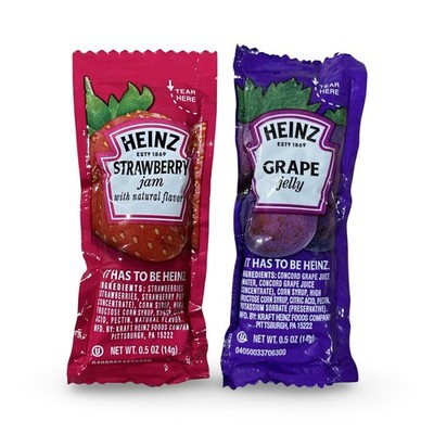 Grape Jelly & Strawberry Jam Single Serve Packets Combo | 50 Pack