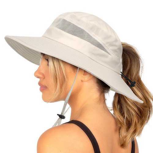 Waterproof Bucket Sun Hat for Women Wide Brim Breathable Mesh UPF50+ Safari H...