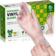 Disposable Vinyl Gloves, Food Safe, Latex-Free Powder-Free Clear Plastic Gloves