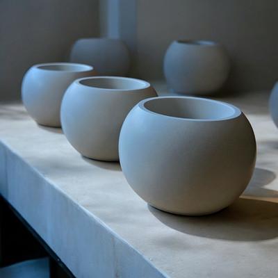 Handmade Concrete Containers   Minimalist Cement Vessels for Candle Making