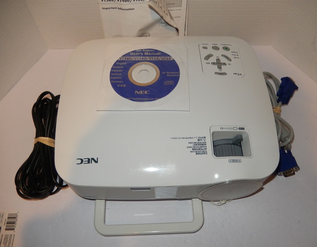 OA機器 NEC PR-L5500-11 NEC VT580 Portable LCD Projector Low 67 Lamp Hours! w/ Cables