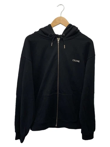 Felpa con cappuccio zip CELINE Eddie un punto logo sciolto L cotone nero 2Y28B670Q usata