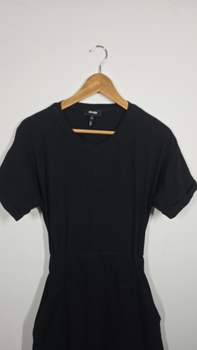 ME+EM Gather Back T-Shirt Dress Size UK 8 black maxi cutout Shirred Waist - 第 2/13 張圖片