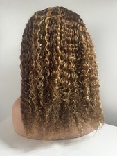 16  Kinky Curly Human Hair Wig 13 4 Lace Front Highlight Brown Honey Blonde Wig