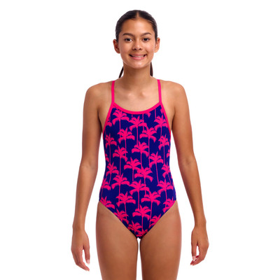 Funkita Girls Pinky Palms ECO Single Strap One Piece Swimwear, Girls Full Piece 