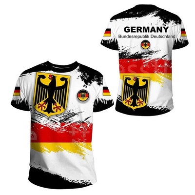 Herren Fashion Deutschland Vintage 3D T-Shirt Rundhals Unisex Sommer Streetwear