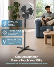 Schallen Grey 16" Electric Oscillating Floor Standing Tall Pedestal Cooling Fan