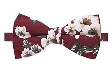 Men's Cotton Floral Printed Bow Tie One Size 37-burgundy