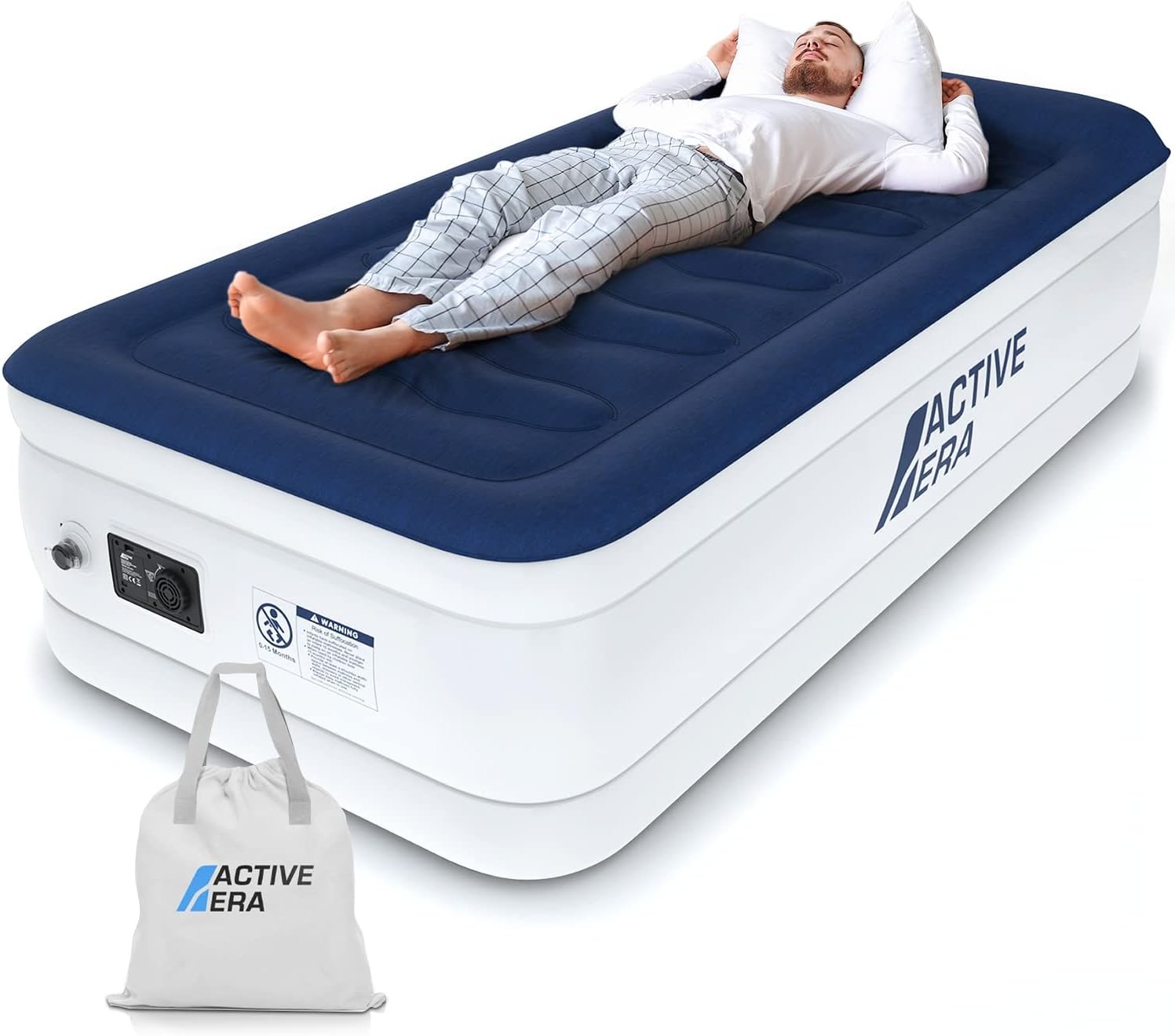 Matelas gonflable 1 personne Active Era lit d'appoint confortable bleu 99x187 cm