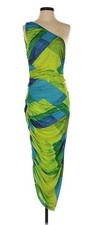 Fashion Nova one shoulder Green and Blue color block dress L