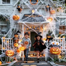 1200 Sq Ft Halloween Spider Webs 120 Bats 50 Spiders Party Decor Set