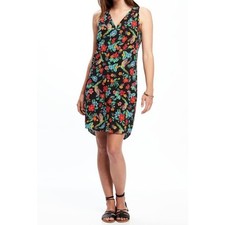 OLD NAVY Womens M Tropical Bird Parrot V-neck Flowy Mini Dress Resortwear Summer