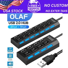 7Port USB 2.0/3.0 Hub Splitter Adapter High Speed For PC Laptop Mac Desktop /USA