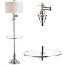 Chrome Table Lamp with LED Bulbs Side Table Height Shelf by Jonathan Y