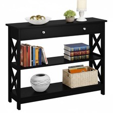 Tavolo Consolle 614088 Nero, Con Struttura A X, 100 x 30 x 80 cm, Nero - B