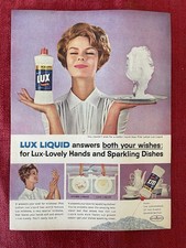 Vintage 1962 Print Ad Lux Liquid Dish Soap Lux Lovely Hands Advertisement