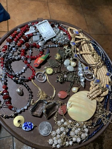 Lot Unique Vintage Antique Costume Jewelry Crystal Trifari Chicos Signed Etc