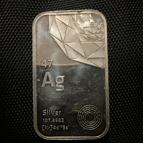 Elemetal 1 Troy Ounce Silver Bar .999 Fine Silver Collectible